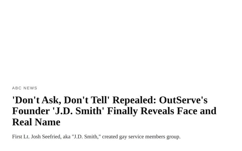 The ABC News headline from the day I dropped J.D. Smith.