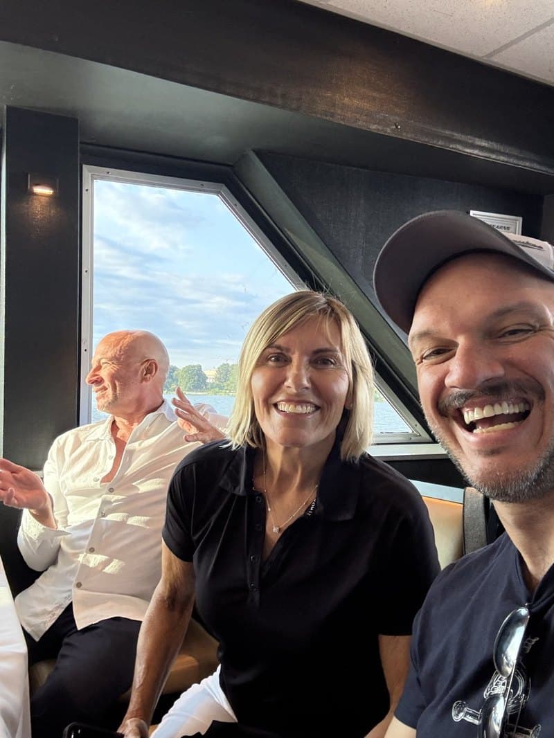 Me with Captain Sandy at a boat window.
