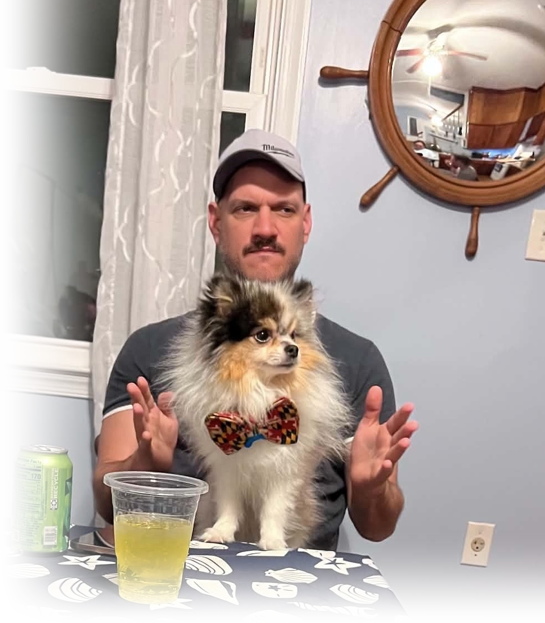 Me and Tyrion at the table in a Maryland bowtie