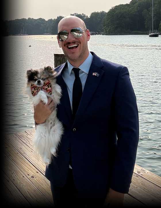 Me holding Tyrion on a Maryland dock